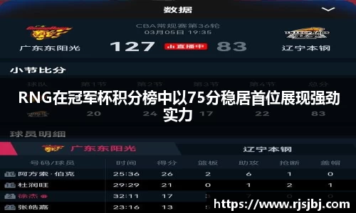 RNG在冠军杯积分榜中以75分稳居首位展现强劲实力