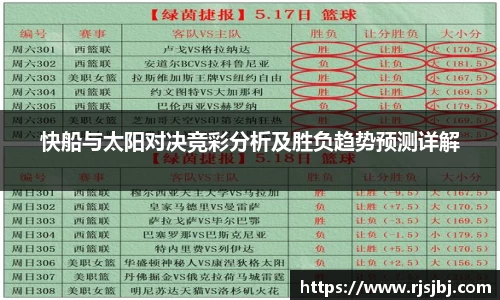 快船与太阳对决竞彩分析及胜负趋势预测详解